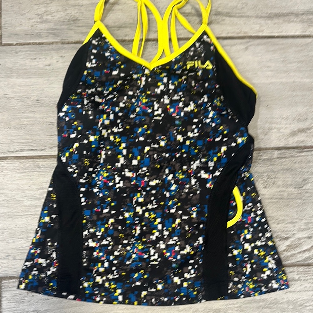 Fila Multicolor Tank Top with Yellow AccentsSize Small